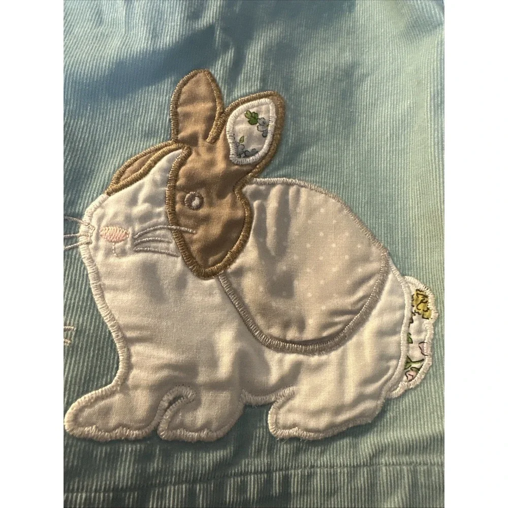 Baby Boden 12-18 Months Blue Corduroy‎ Bunny Dress Floral Linings Jumper Smocked